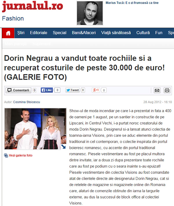 Dorin Negrau a vandut toate rochiile si a recuperat costurile de peste 30.000 de euro!